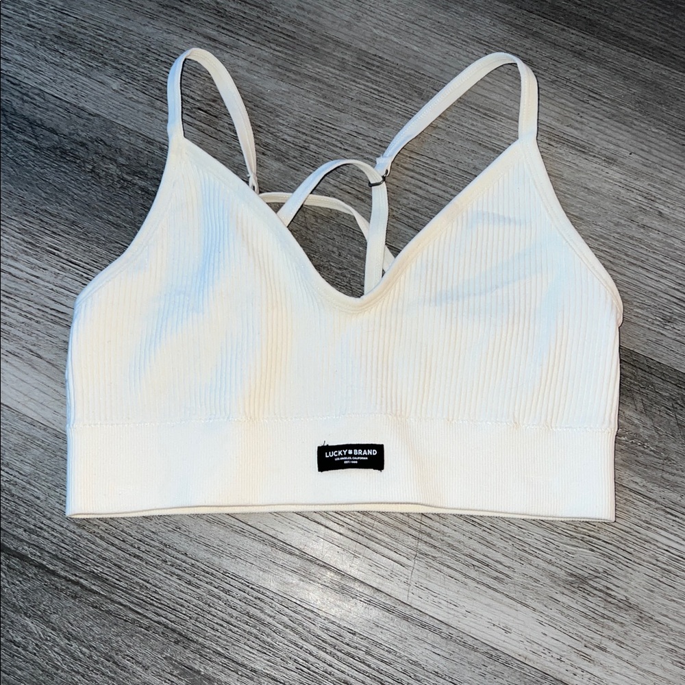 Lucky Brand Cream Ribbed Bralette